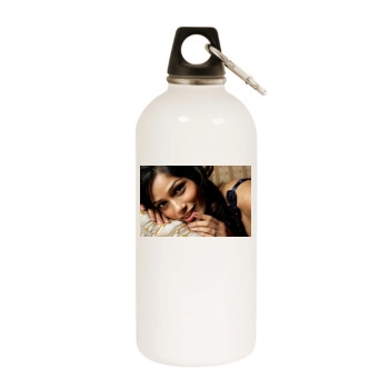 Freida Pinto White Water Bottle With Carabiner