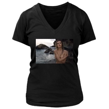 Edita Vilkeviciute Women's Deep V-Neck TShirt