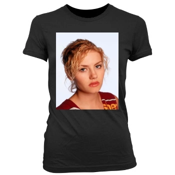 Elisha Cuthbert Women's Junior Cut Crewneck T-Shirt