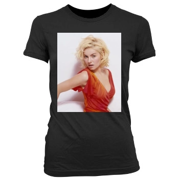 Elisha Cuthbert Women's Junior Cut Crewneck T-Shirt