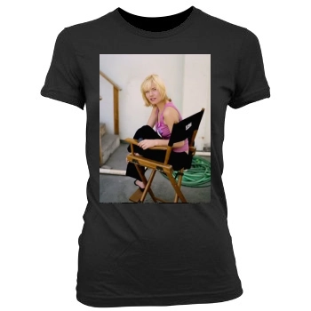 Elisha Cuthbert Women's Junior Cut Crewneck T-Shirt