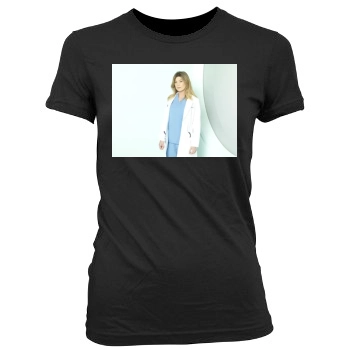 Ellen Pompeo Women's Junior Cut Crewneck T-Shirt