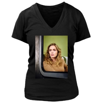 Emily Blunt Women's Deep V-Neck TShirt