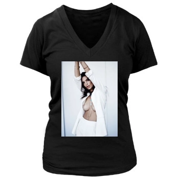 Emily Ratajkowski Women's Deep V-Neck TShirt