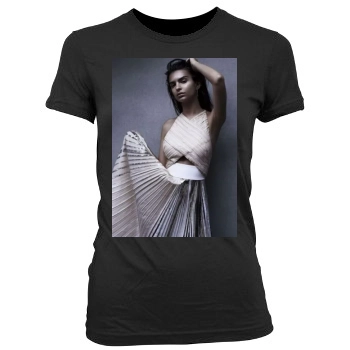 Emily Ratajkowski Women's Junior Cut Crewneck T-Shirt