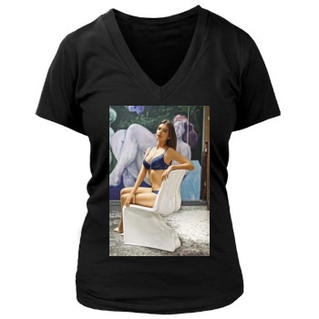 Emily Ratajkowski Women's Deep V-Neck TShirt