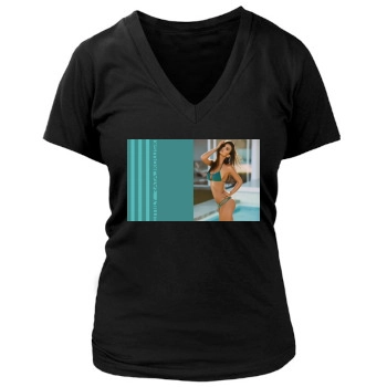 Emily Ratajkowski Women's Deep V-Neck TShirt