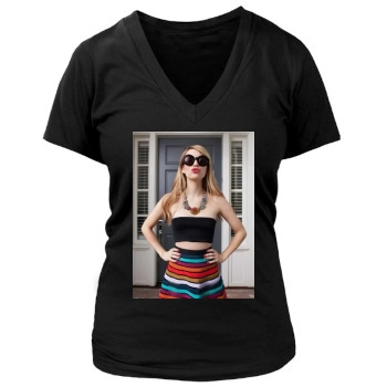 Emma Roberts Women's Deep V-Neck TShirt