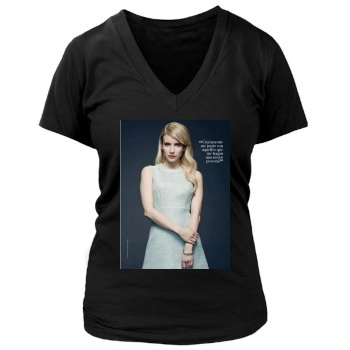 Emma Roberts Women's Deep V-Neck TShirt