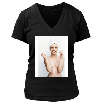 Emma Roberts Women's Deep V-Neck TShirt