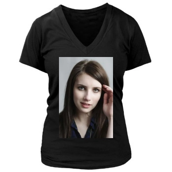 Emma Roberts Women's Deep V-Neck TShirt