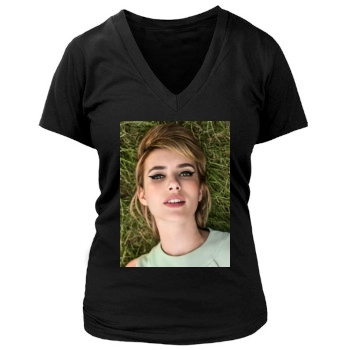 Emma Roberts Women's Deep V-Neck TShirt