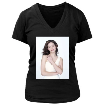 Emmy Rossum Women's Deep V-Neck TShirt