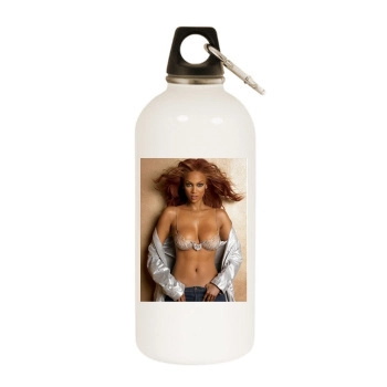 Tyra Banks White Water Bottle With Carabiner