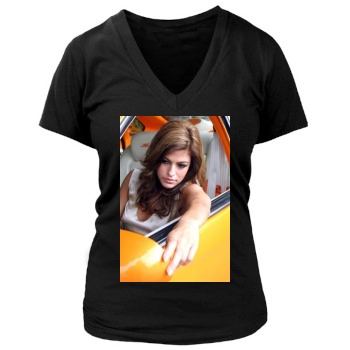 Eva Mendes Women's Deep V-Neck TShirt