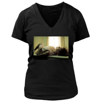 Eva Mendes Women's Deep V-Neck TShirt