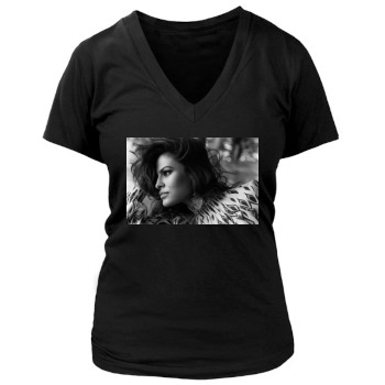 Eva Mendes Women's Deep V-Neck TShirt