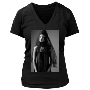 Eva Mendes Women's Deep V-Neck TShirt