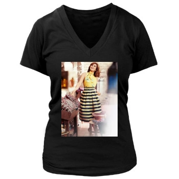 Eva Mendes Women's Deep V-Neck TShirt