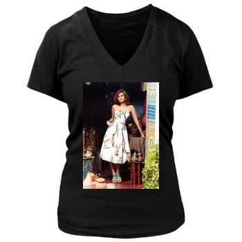 Eva Mendes Women's Deep V-Neck TShirt