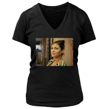 Eva Mendes Women's Deep V-Neck TShirt