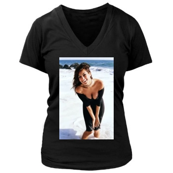 Eva Mendes Women's Deep V-Neck TShirt