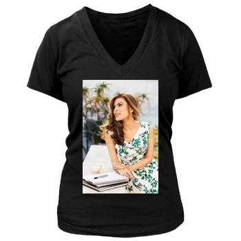 Eva Mendes Women's Deep V-Neck TShirt