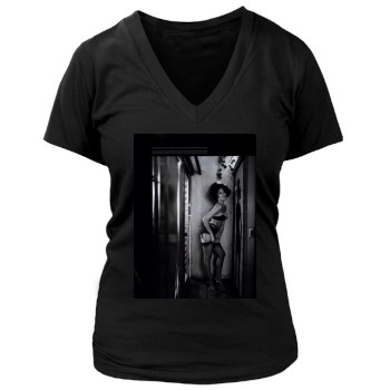 Eva Mendes Women's Deep V-Neck TShirt