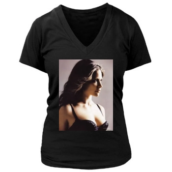 Evangeline Lilly Women's Deep V-Neck TShirt