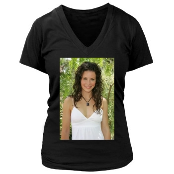 Evangeline Lilly Women's Deep V-Neck TShirt