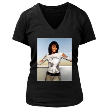 Whitney Houston Women's Deep V-Neck TShirt