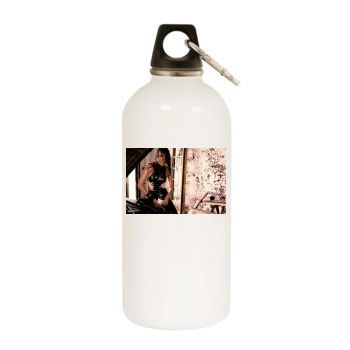 Irina Shayk White Water Bottle With Carabiner