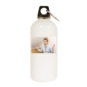 Jeanette Biedermann White Water Bottle With Carabiner