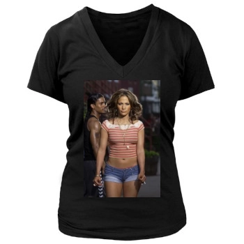 Jennifer Lopez Women's Deep V-Neck TShirt