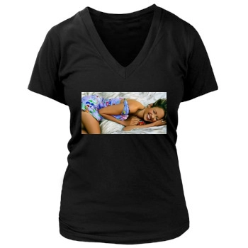 Jennifer Lopez Women's Deep V-Neck TShirt