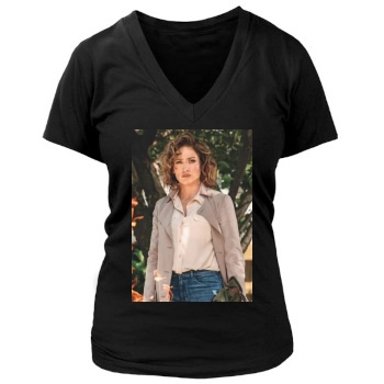 Jennifer Lopez Women's Deep V-Neck TShirt