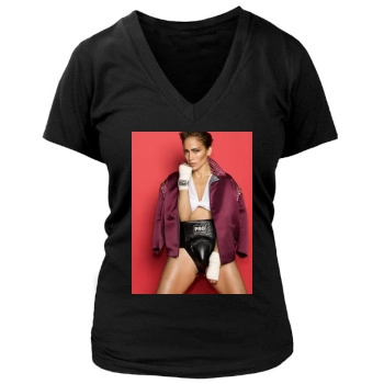 Jennifer Lopez Women's Deep V-Neck TShirt