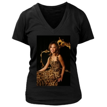 Jessica Alba Women's Deep V-Neck TShirt