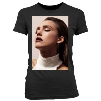 Jessica Alba Women's Junior Cut Crewneck T-Shirt