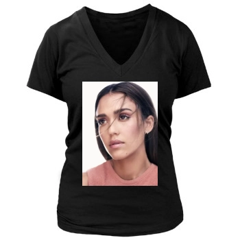 Jessica Alba Women's Deep V-Neck TShirt