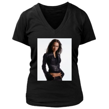 Jessica Alba Women's Deep V-Neck TShirt