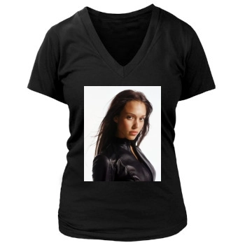 Jessica Alba Women's Deep V-Neck TShirt