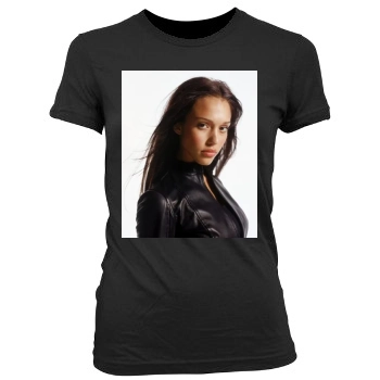 Jessica Alba Women's Junior Cut Crewneck T-Shirt