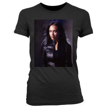 Jessica Alba Women's Junior Cut Crewneck T-Shirt