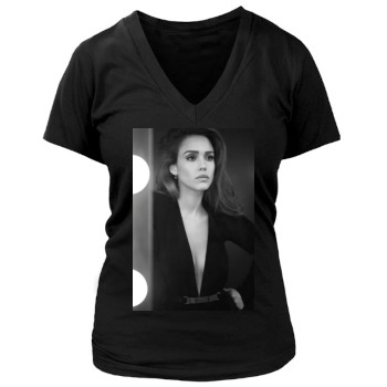 Jessica Alba Women's Deep V-Neck TShirt