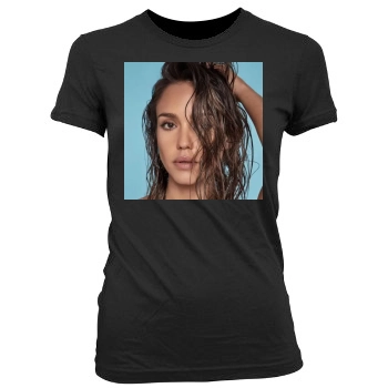 Jessica Alba Women's Junior Cut Crewneck T-Shirt