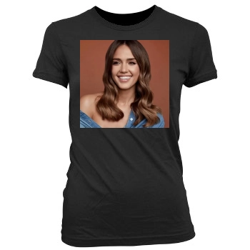 Jessica Alba Women's Junior Cut Crewneck T-Shirt