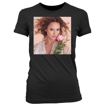 Jessica Alba Women's Junior Cut Crewneck T-Shirt