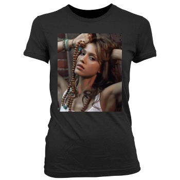 Jessica Alba Women's Junior Cut Crewneck T-Shirt