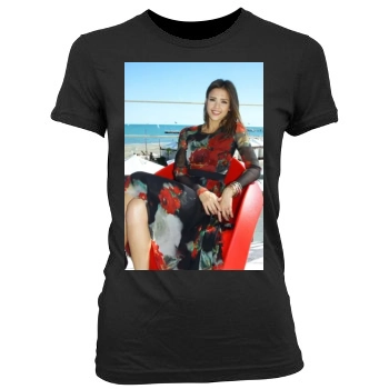 Jessica Alba Women's Junior Cut Crewneck T-Shirt